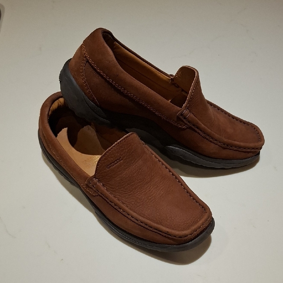 Geox Shoes - Geox Chocolate/Coffee Brown Leather Slip-on Driving Loafers (EU 38/US 7.5-8)